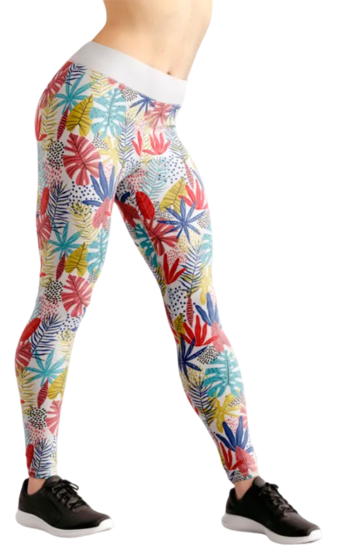 CALZA COD. 165 FLORAL BLANCO - ESTAMPADO HAWAIANO COLORES