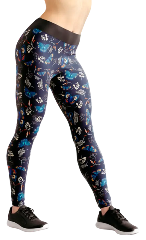 CALZA COD. 166 FLORAL AZUL - MARIPOSAS - HOJAS