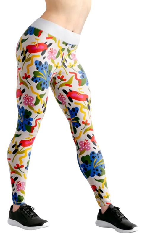 CALZA COD. 169 FLORAL BLANCO - FLORES COLORES
