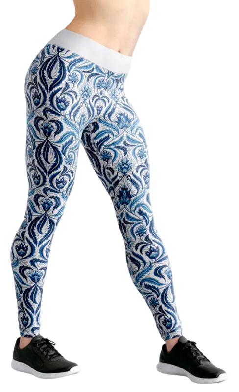 CALZA COD. 172 FLORAL BLANCO - FLORES AZUL