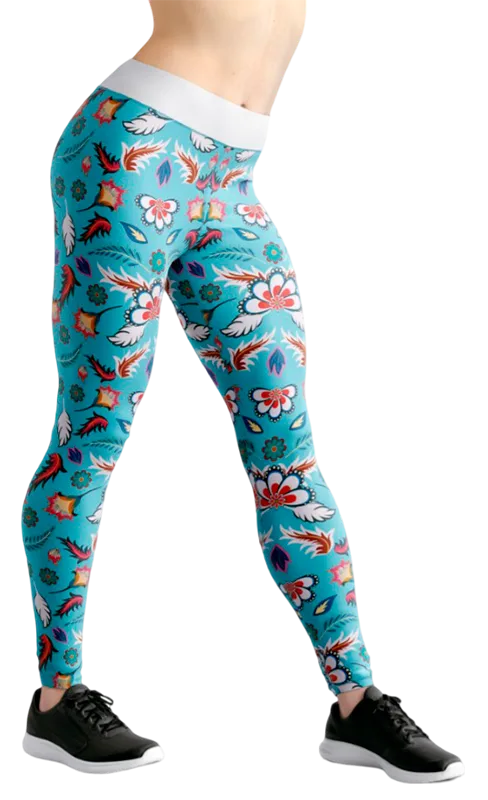 CALZA COD. 173 FLORAL TURQUESA - HOJAS BATIK
