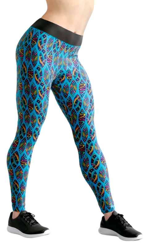 CALZA COD. 182 FLORAL CELESTE - ESTAMPADO HOJAS LINEALES