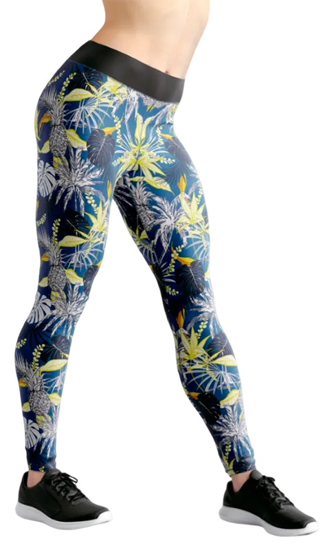 CALZA COD. 185 FLORAL AZUL HOJA BLANCO - AMARILLO