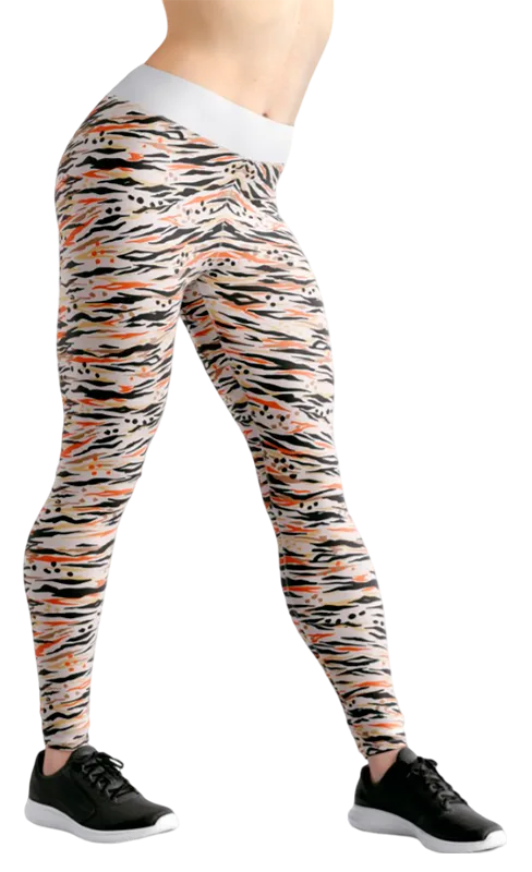 CALZA COD. 193 FLORAL ESTAMPADO CEBRA NEGRO - NARANJA