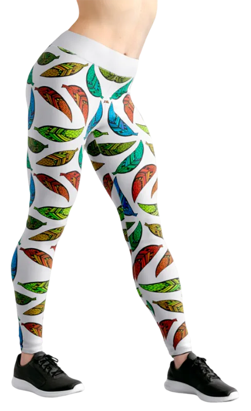 CALZA COD. 196 FLORAL BLANCO - HOJAS COLORES