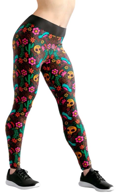 CALZA COD. 203 FLORAL NEGRO CATRINAS - DIA DE MUERTOS