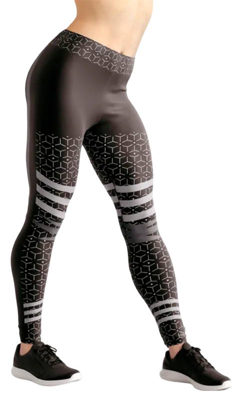 CALZA COD. 209 GEOMETRICA NEGRO CON LINEAS GRIS