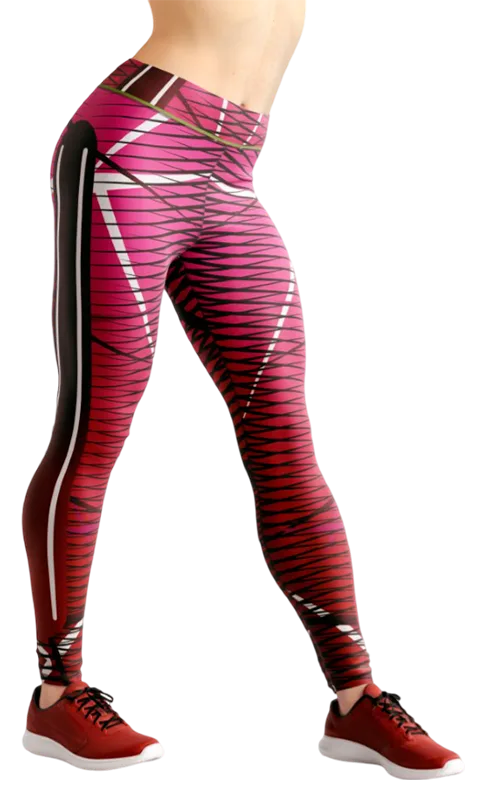 CALZA COD. 213 GEOMETRICA ROSADO - LINEAS -NEGRO