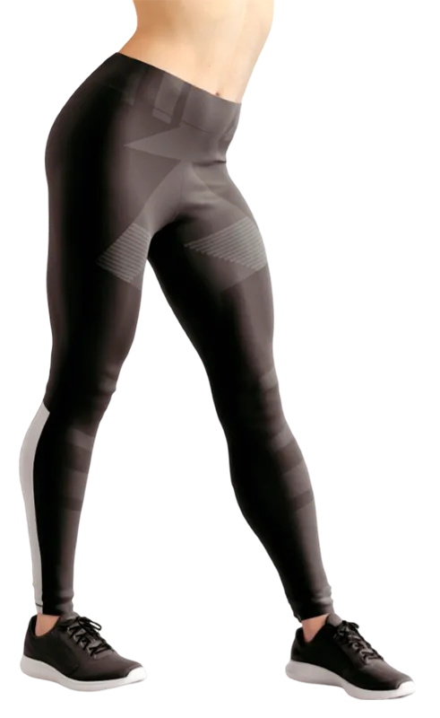 CALZA COD. 219 GEOMETRICA NEGRO - FRANJAS GRIS