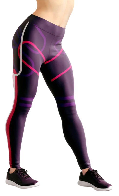 CALZA COD. 226 GEOMETRICA MORADO - LINEAS ROSADO - BLANCO