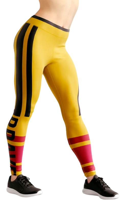 CALZA COD. 264 GEOMETRICA AMARILLO - FRANJAS ROJO - NEGRO
