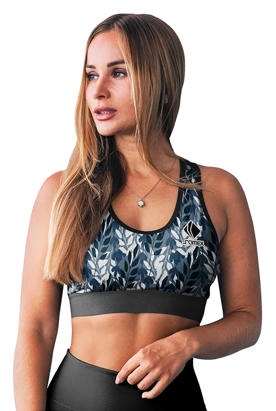 PETOS MUJER GYM COD. 052 AZUL - HOJAS