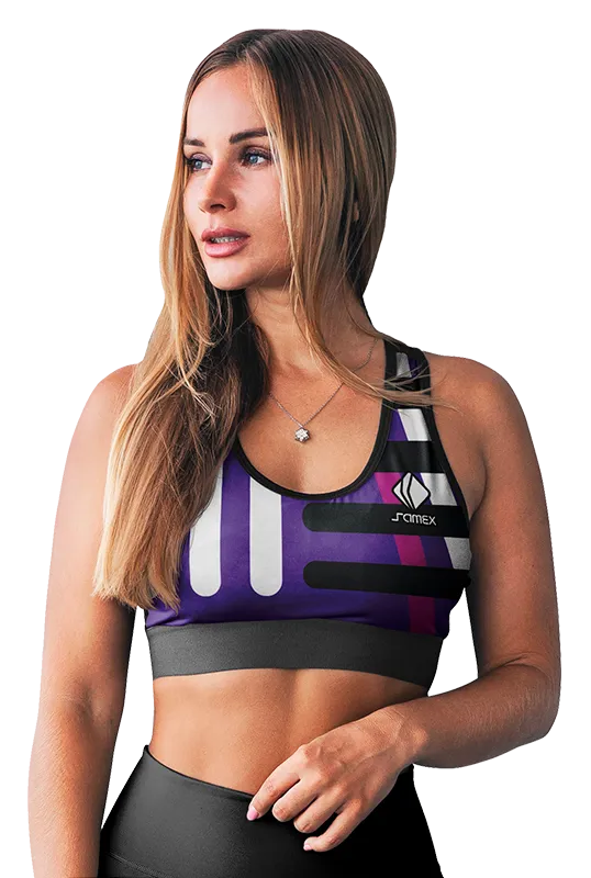 PETOS MUJER GYM COD. 061 MORADO FRANJAS - NEGRO - BLANCO