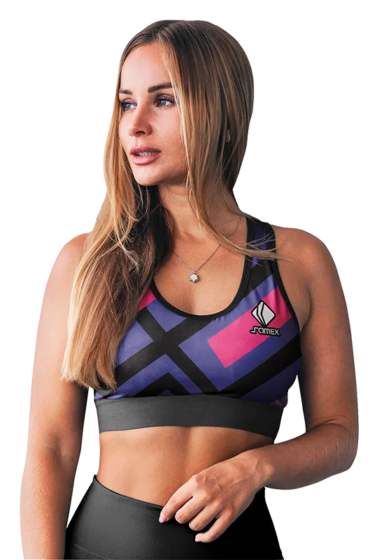 PETOS MUJER GYM COD. 062 MORADO - FRANJAS NEGRO - ROSADO