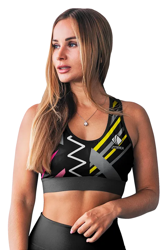 PETOS MUJER GYM COD. 064 NEGRO - LINEAS AMARILLO - BLANCO