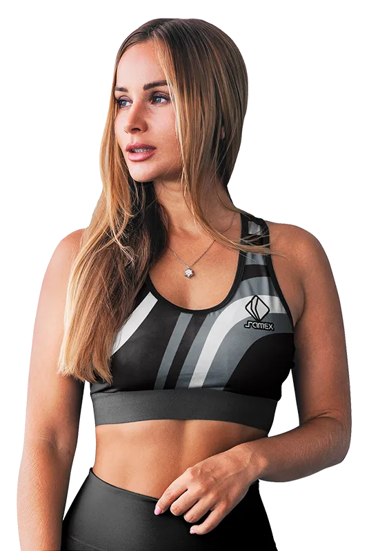 PETOS MUJER GYM COD. 065 NEGRO - FRANJAS BLANCO - GRIS