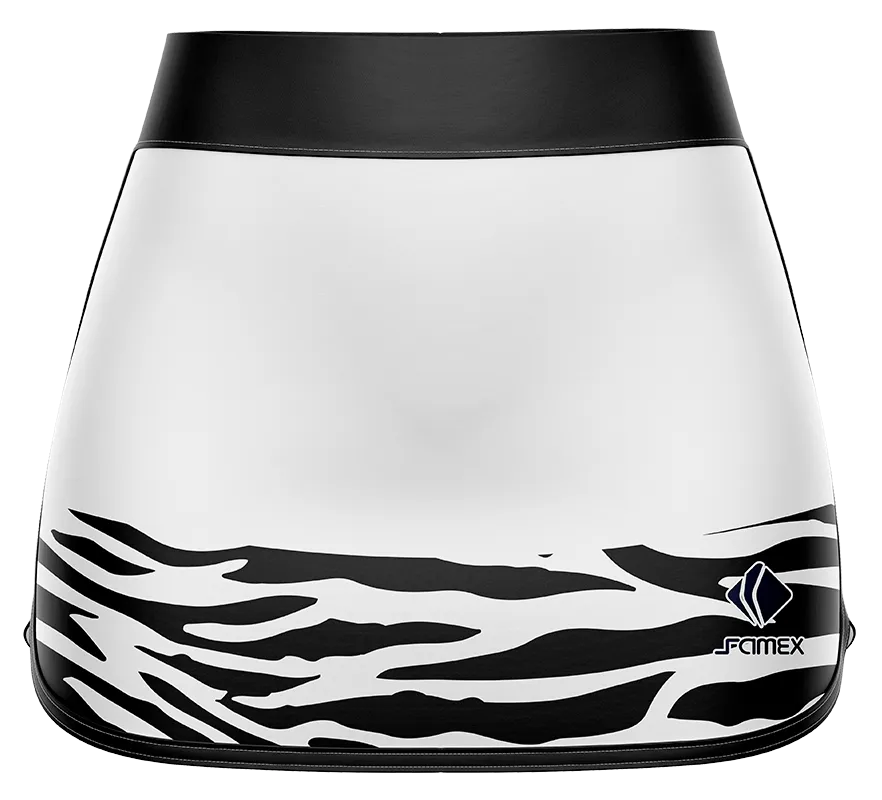 Falda Padel Cod 0001 BLANCA CON ANIMAL PRINT NEGRO.