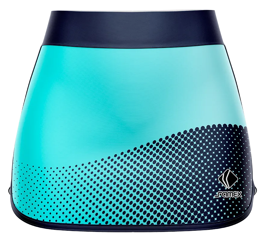Falda Padel Cod 0002 FALDA PADEL TURQUESA CON CIRCULOS AZULES.
