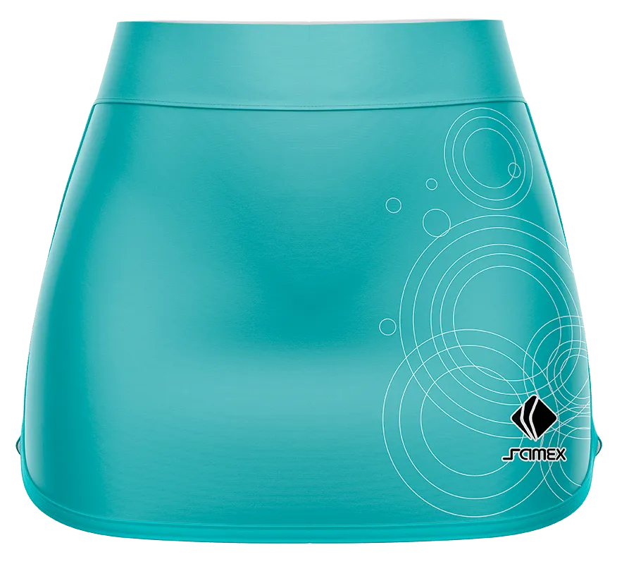Falda Padel Cod 0007 FALDA PADEL TURQUESA CON CIRCULOS BLANCOS.