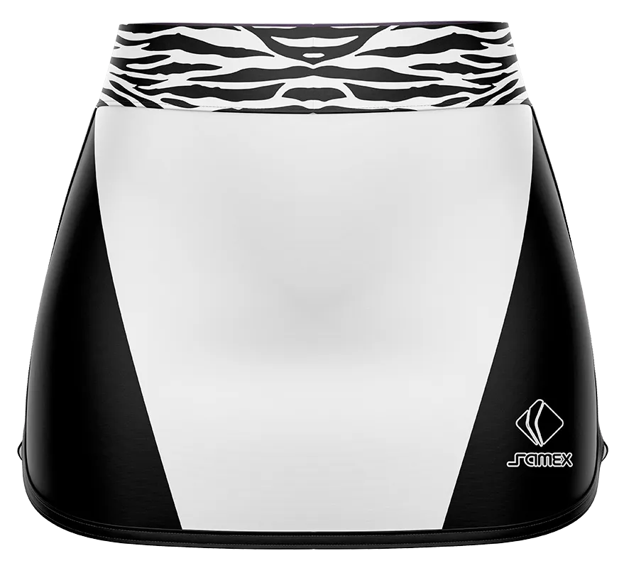 Falda Padel Cod 0040 FALDA PADEL BLANCO - FRANJAS NEGRAS.