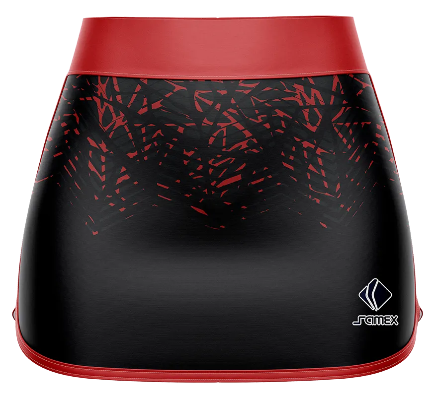 Falda Padel Cod 0043 FALDA PADEL NEGRO - ESTAMPADO ROJO.