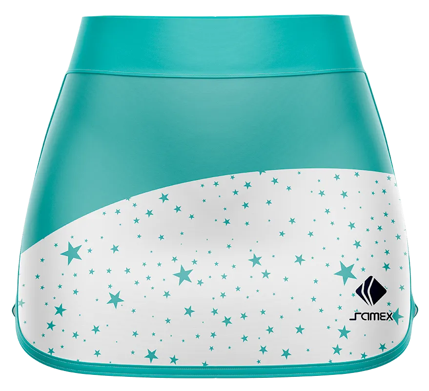 Falda Padel Cod 0047 FALDA PADEL TURQUESA - BLANCO - ESTRELLAS.