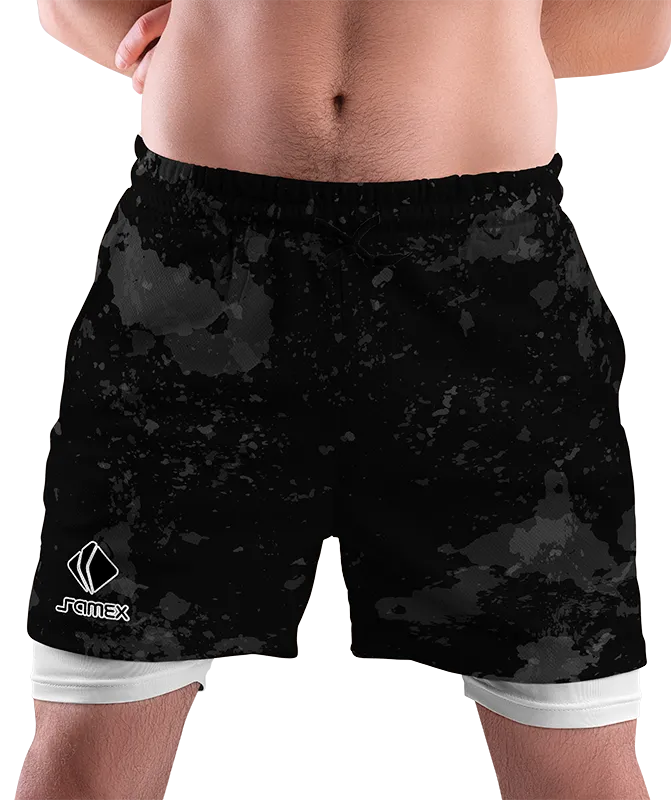 SHORT DEPORTIVO SHORT PADEL NEGRO - MANCHAS GRIS COD: 0002 .