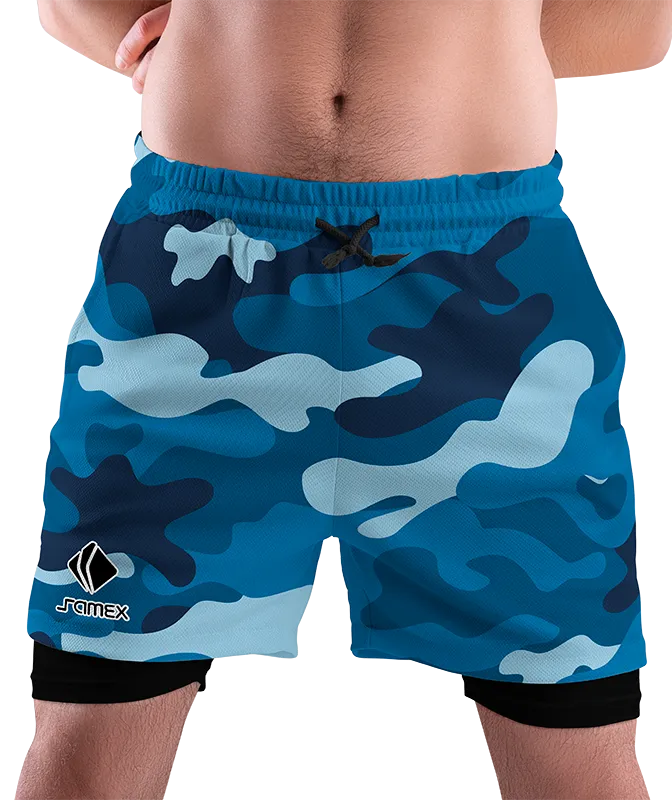 SHORT DEPORTIVO SHORT PADEL CAMUFLAJE AZUL COD: 0010 .