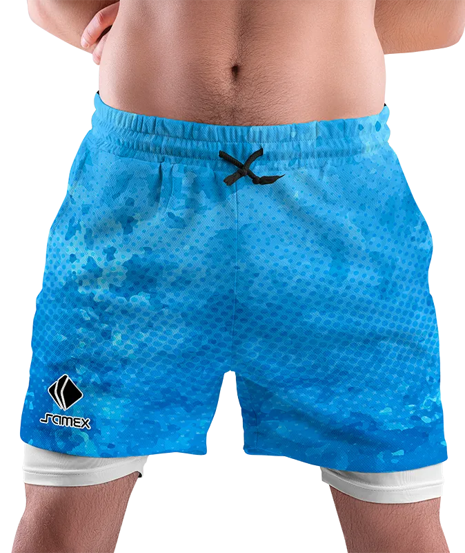 SHORT DEPORTIVO SHORT PADEL CELESTE - ACUARELA AZUL COD: 0012 .