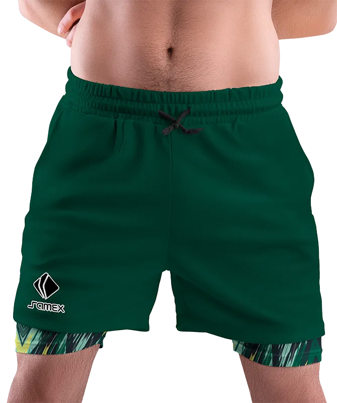 SHORT DEPORTIVO SHORT PADEL VERDE - LINEAS COLORES COD: 0017 .