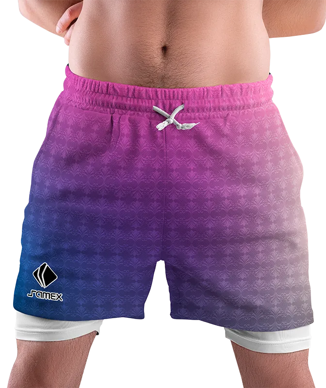 SHORT DEPORTIVO SHORT PADEL ROSADO - AZUL COD: 0023 .