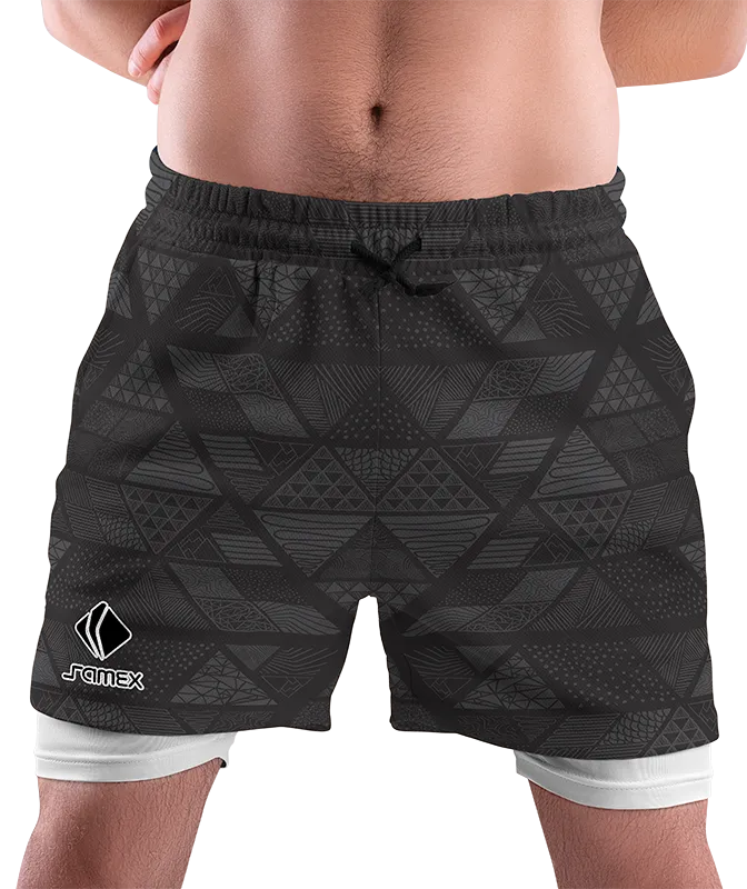 SHORT DEPORTIVO SHORT PADEL TRIANGULOS - GRIS COD: 0025 .