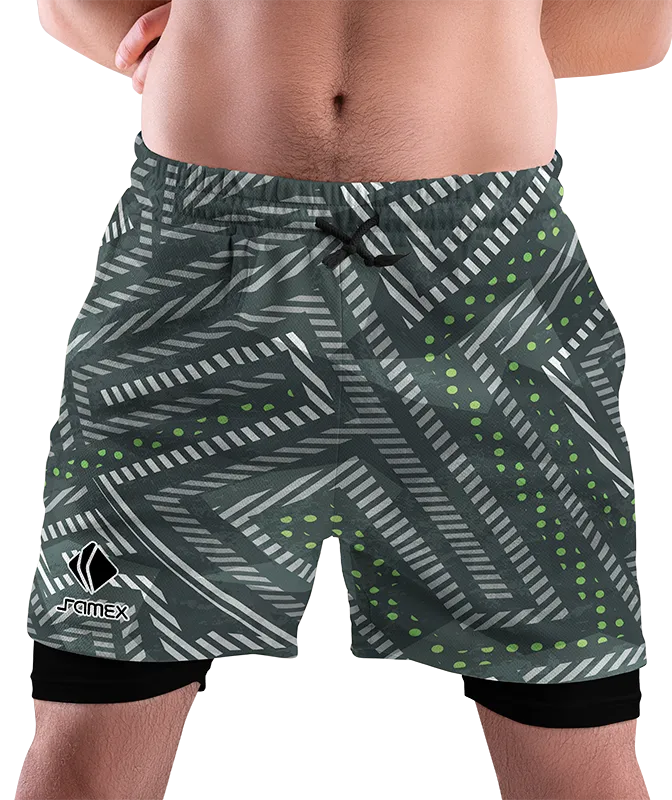SHORT DEPORTIVO SHORT PADEL GRIS ESTAMPADO BLANCO COD: 0030 .