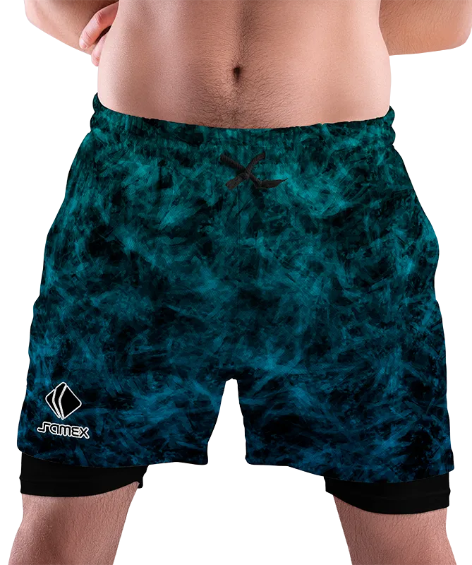 SHORT DEPORTIVO SHORT PADEL ACUARELA CELESTE COD: 0032 .