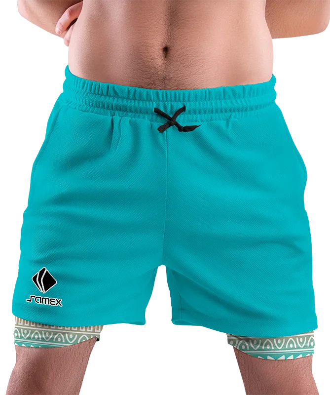 SHORT DEPORTIVO SHORT PADEL TURQUESA COD: 0036 .
