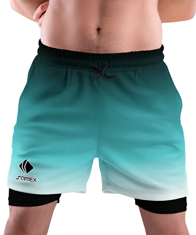 SHORT DEPORTIVO SHORT PADEL CELESTE DEGRADE COD: 0040 .