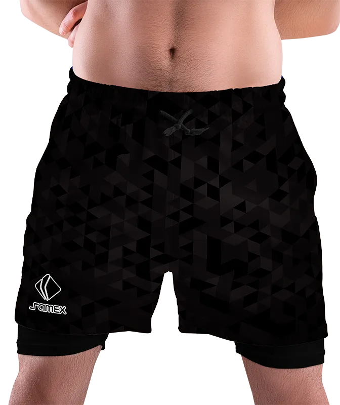 SHORT DEPORTIVO SHORT PADEL NEGRO - TRIANGULOS COD: 0045 .