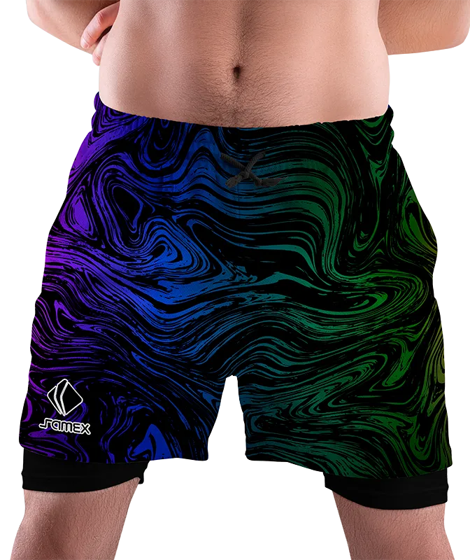 SHORT DEPORTIVO SHORT PADEL NEGRO - LINEAS COLORES COD: 0046 .