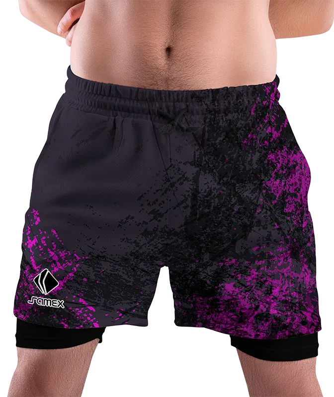 SHORT DEPORTIVO SHORT PADEL NEGRO - ROSADO COD: 0049 .