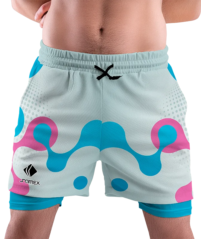 SHORT DEPORTIVO SHORT PADEL BLANCO - CELESTE - ROSADO COD: 0052 .