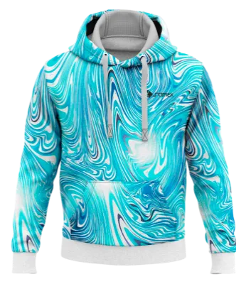 POLERON CON CAPUCHA BLANCO - TURQUESA - AZUL - EFECTO ACUARELA COD: 0021 .