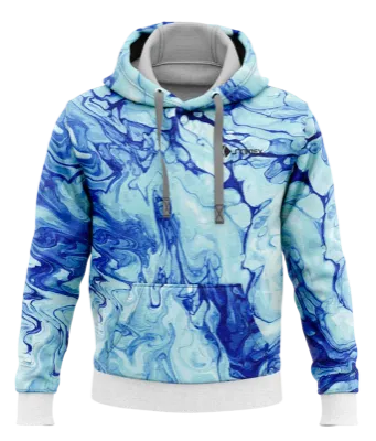 POLERON CON CAPUCHA BLACO - TURQUESA - AZUL - ESTAMPADO MARMOL COD: 0029 .