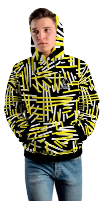 Poleron Con Capucha Cod 0048 POLERA NEGRO - LINEAS - AMARILLA - BLANCA .