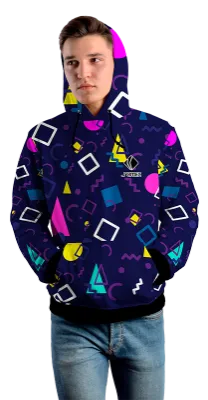 Poleron Con Capucha Cod 0054 POLERA MORADA FIGURAS GEOMETRICAS COLORES .
