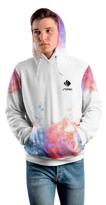 Poleron Con Capucha Cod 0060 POLERA BLANCO ACUARELA CELESTE - ROSADO .