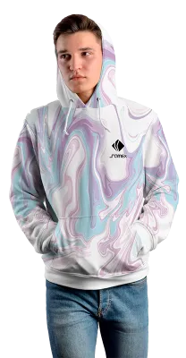 Poleron Con Capucha Cod 0068 POLERA BLANCO ACUARELA LILA - CELESTE .