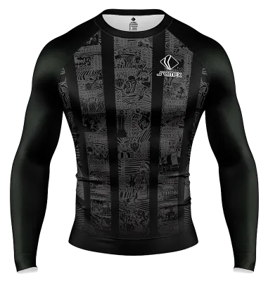 POLERA DE COMPRESIÓN CAMISETA DE COMPRESION ATLÉTICO MINEIRO KIT MANTO DA MASSA NEGRO - PLOMO - FRANJAS COD: 0006 .