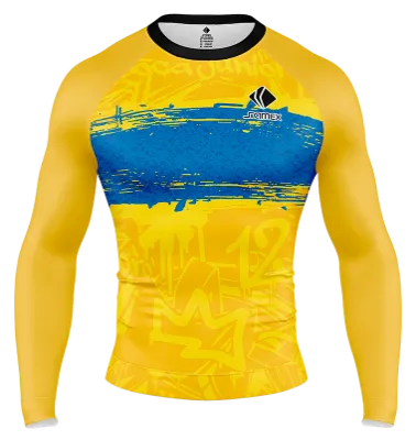 POLERA DE COMPRESIÓN CAMISETA DE COMPRESION BOCA JUNIORS 2022-23 GRAFFITI CONCEPT AMARILLO- CELESTE - FRANJA COD: 0007 .