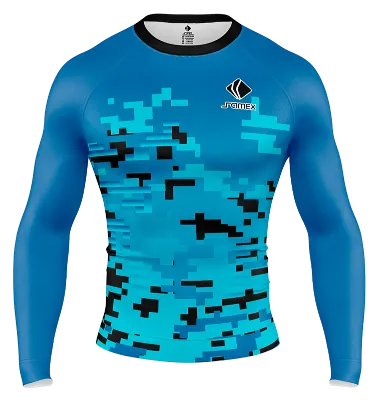 POLERA DE COMPRESIÓN CAMISETA DE COMPRESION ZHOUKA VECTOR PERSONALIZADO TRUQUESA - CELESTE - NEGRO - FIGURAS COD: 0008 .