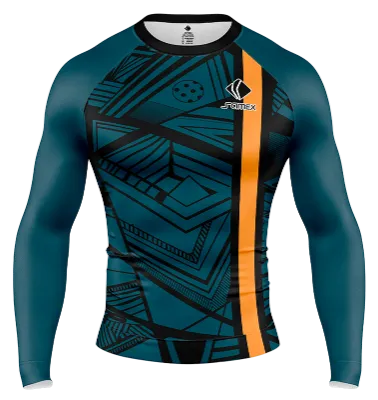POLERA DE COMPRESIÓN CAMISETA DE COMPRESION CHELSEA 2022-23 CONCEPT NEGRO- AZUL - NARANJA - FIGURAS GEOMETRICAS COD: 0015 .
